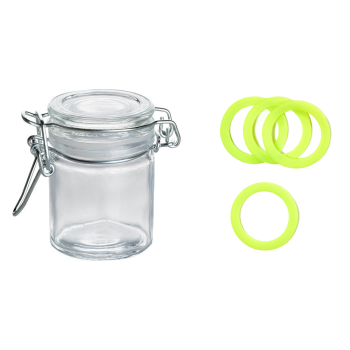 Mini bocal verre 4.5CL joint vert fluo x12