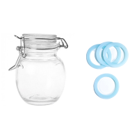 Bocal rond verre 11CL joint bleu ciel x12