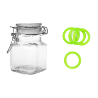 Bocal carré verre 11CL vert anis x12