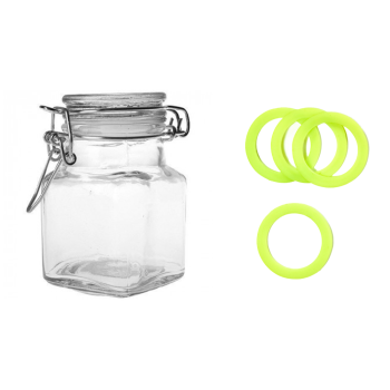 Bocal carré verre 11CL vert fluo x12