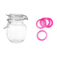 Bocal rond verre 11CL joint fuchsia x12