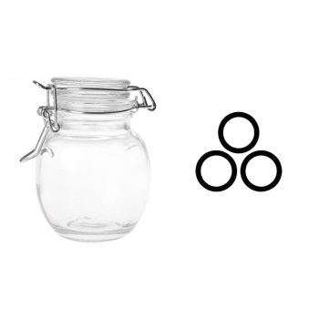 Bocal rond verre 11CL joint noir x12