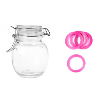 Bocal rond verre 11CL joint rose x12
