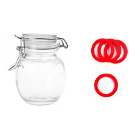 Bocal rond verre 11CL joint rouge x12