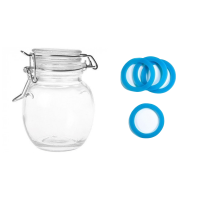 Bocal rond verre 11CL joint turquoise x12