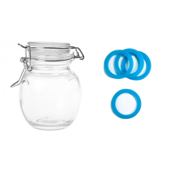 Bocal rond verre 11CL joint turquoise x12