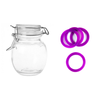 Bocal rond verre 11CL joint violet x12