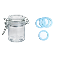 Mini bocal verre 4.5CL joint bleu ciel x12