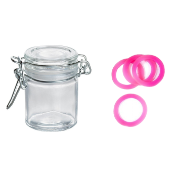 Mini bocal verre 4.5CL joint fuchsia x12