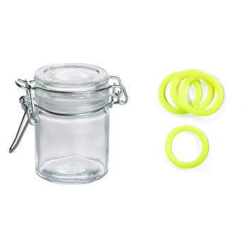 Mini bocal verre 4.5CL joint jaune x12