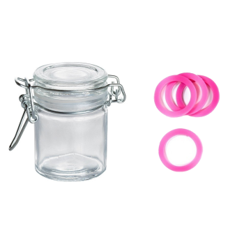 Mini bocal verre 4.5CL joint rose x12