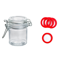 Mini bocal verre 4.5CL joint rouge x12
