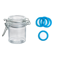 Mini bocal verre 4.5CL joint turquoise x12