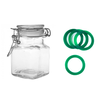 Bocal carré verre 11CL vert foncé x12