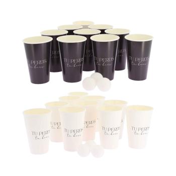 JEU DE BEERPONG "TU PERDS TU BOIS" 6 BALLES+20 GOB NOIR ET BLANC
