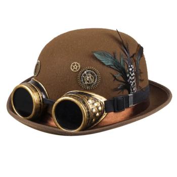 CHAPEAU MELON STEAMPUNK AVEC LUNETTES