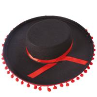 CHAPEAU ESPAGNOL A POMPONS ROUGE