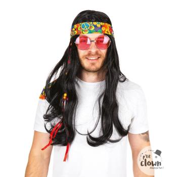 SET HIPPIE JOHN (perruque/bandeau/lunettes/collier)
