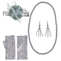 SET ANNEES 20 CHARLESTON (bandeau,collier,boucles, gants sans doigt)