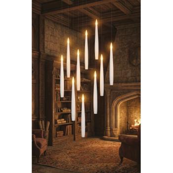 10 BOUGIES BLANCHES LED EFFET FLOTTANTES AVEC BAQUETTE