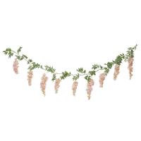 GUIRLANDE DE GLYCINE TOMBANTE ROSE ET FEUILLAGE 1.80M