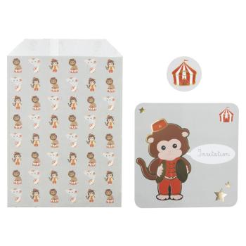SET INVITATIONS VINTAGE CIRCUS X8