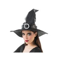CHAPEAU SORCIERE SIMILI CUIR NOIR DIAM.42X28CM