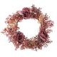 COURONNE 3 ROSES ET FEUILLAGES WITCHYLAND POURPRE (diam.50cm)